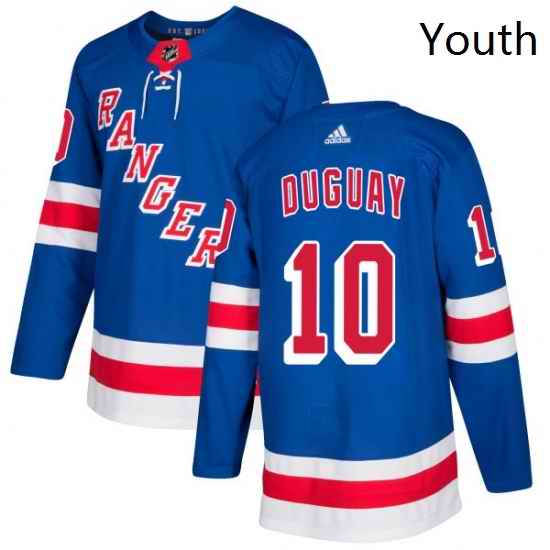 Youth Adidas New York Rangers 10 Ron Duguay Authentic Royal Blue Home NHL Jersey